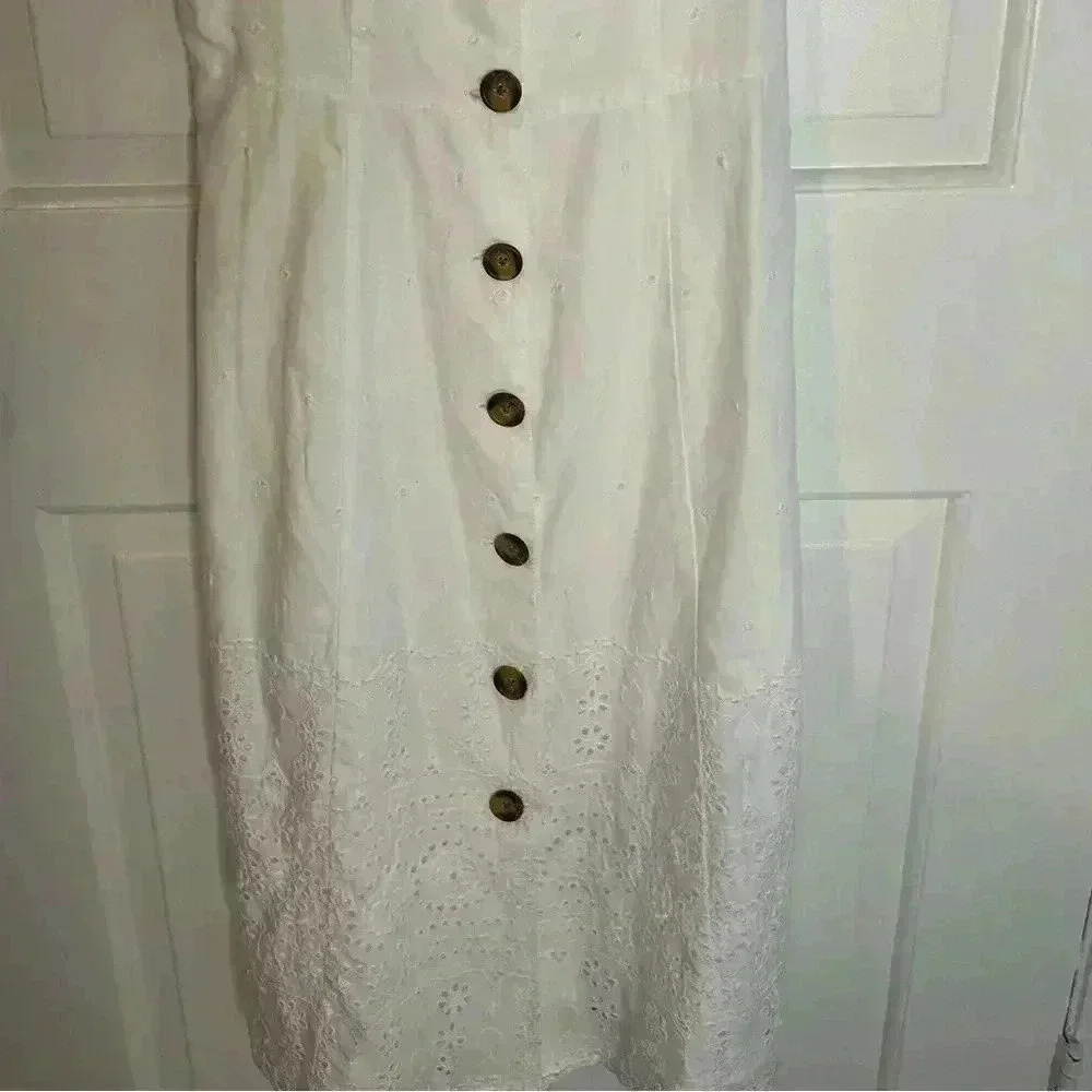 Gap Button-Front Lace Midi Dress - Size 00 - White - Picture 4 of 6